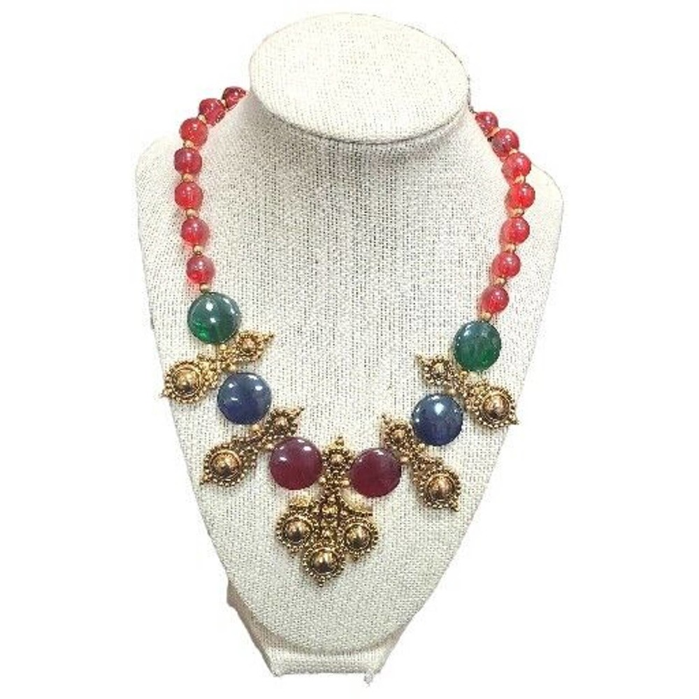 Vintage 90s Jose Maria Barrera for Avon Adriatic Statement Necklace Glass Beads